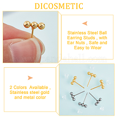 20 шт. двухцветные серьги-гвоздики из нержавеющей стали 201 с горизонтальной перекладиной и булавкой из нержавеющей стали 316 для женщин STAS-DC0008-84