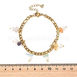 Braccialetti a catena Figaro in acciaio inossidabile 304 con nappine&nbsp;BJEW-JB14346-01