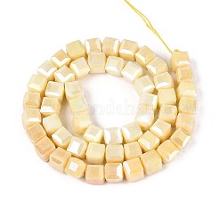 Hebras de cuentas de vidrio electrochapado antideslustre&nbsp;GLAA-T025-8mm-10B