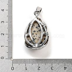 Pendentifs en forme de larme de jaspe dalmatien naturel&nbsp;G-G112-03P-03