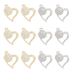 16 pendentif en alliage plaqué or 2 couleurs avec strass micro pavés&nbsp;FIND-TA0010-16