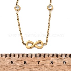 Halsketten mit Infinity-Gliedern aus 304 Edelstahl mit durchsichtigen Zirkoniasteinen für Damen&nbsp;NJEW-C069-01G