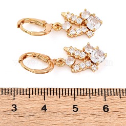 Серьги с застежкой-защелкой из латуни с прозрачным фианитом и прозрачным фианитом EJEW-K300-45G
