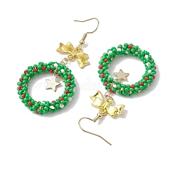 Серьги с подвесками из бисера ручной работы EJEW-MZ00140