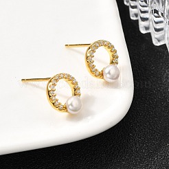 925 серьги-гвоздики из стерлингового серебра с прозрачным кубическим цирконием EJEW-L300-09G