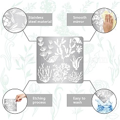 Трафареты для резки металла из нержавеющей стали с морскими водорослями DIY-WH0238-168