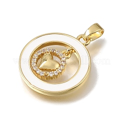 Pendentifs en laiton sertis de micro-pavés de zircone cubique transparente et d'émail blanc&nbsp;CU-CBAA556-08A