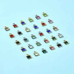 30 шт. 15 цвета квадратная стойка с покрытием из латуни стеклянные подвески KK-FS0001-40