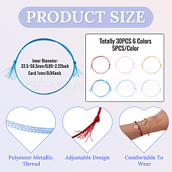 30 Stück 6 Farben Polyester geflochtene Kordel Armband machen&nbsp;AJEW-TA00047