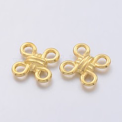 チベット風シャンデリアコネクターパーツ  中国結び  ゴールドカラー  鉛フリー及びカドミウムフリー  10x10x3mm  穴：2mm&nbsp;K091D011