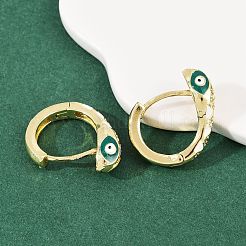 Латунные микро проложить серьги обруча кубического циркония EJEW-B146-02G-03