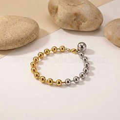 Braccialetti da donna con ciondolo a sfera in acciaio inossidabile 304 bicolore e perline rotonde.&nbsp;WGBF083-01