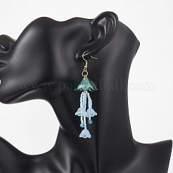 Серьги-подвески из акрила и стеклянных бусин в виде медуз&nbsp;EJEW-MZ00665