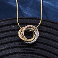 Ожерелья с тройными кругами из нержавеющей стали 304 для женщин NJEW-Z044-14M