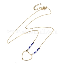 Colliers pendentifs en acier inoxydable 304 et perles de verre bleu pour femmes&nbsp;NJEW-A045-26B-G