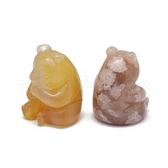 Décorations d'affichage de sculpture en agate de fleurs de cerisier naturelles&nbsp;G-F719-55C