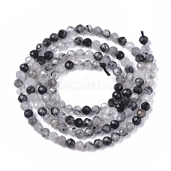 Нити бусин из натурального черного рутилированного кварца G-S361-3mm-011