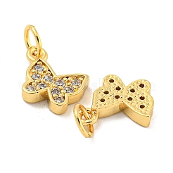 Colgantes de circonita cúbica transparente micro pavé de latón chapado en rack&nbsp;KK-B093-13B-G