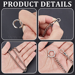 2 cadena de reloj de bolsillo con clip de hierro&nbsp;DIY-GA0009-69P