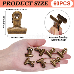 亜鉛合金クリップ60個  紙の文書用  学校事務用品  アンティークブロンズ  25x21x16mm  穴：3.5mm&nbsp;AJEW-CP0010-80