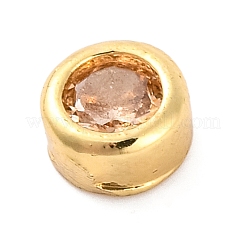 Cabochon piatti rotondi in ottone con micro pavé di zirconi placcati a cremagliera&nbsp;KK-F874-03G-07
