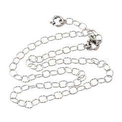 Ожерелье из нержавеющей стали 201 толщиной 6.5 мм с текстурированными овальными звеньями&nbsp;NJEW-K302-16P