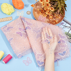 1 лист полиэфирной ткани с узором «бабочка» DIY-BC0012-75