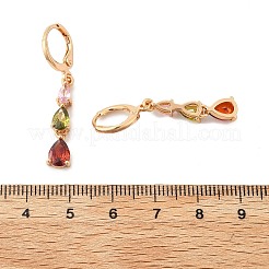 Серьги-кольца из латуни с каплевидным узором и разноцветными кубическими цирконами для женщин EJEW-G428-23G