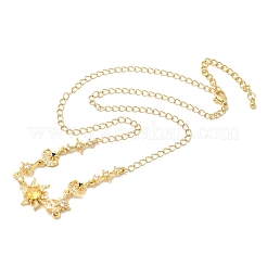 Подвески из латуни с микропаве из кубического циркония в виде солнца&nbsp;NJEW-B157-17G