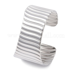 女性用 304 ステンレススチール オープンカフバングル  ステンレス鋼色  内径：2-1/4インチ（5.65cm）&nbsp;BJEW-Z086-02P