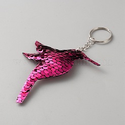 Schlüsselanhänger mit Paillettenanhänger und Kolibri&nbsp;KEYC-WH0021-84P-07