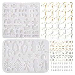 2 шт. 2 Молды для сережек-подвесок в виде гриба и листа из силикона&nbsp;DIY-TA0005-43