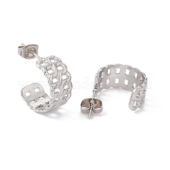 Pendientes tipo botón con cadena de eslabones de acero inoxidable 304 que no se deslustran&nbsp;EJEW-G314-03A-P