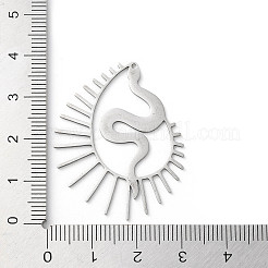 変色しない201ステンレススチールペンダント  スネークチャーム  ステンレス鋼色  36x29x1mm  穴：1mm&nbsp;STAS-D041-04P