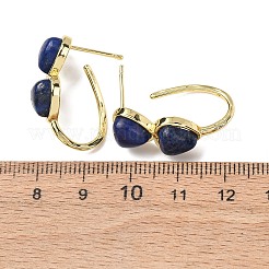 Boucles d'oreilles puces en lapis-lazuli naturel en forme de cœur pour la Saint-Valentin&nbsp;EJEW-T053-01G-12