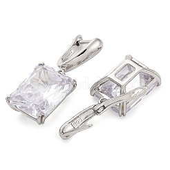 Прямоугольные серьги-кольца с паве из кубического циркония из латуни для женщин&nbsp;EJEW-I304-28P-08