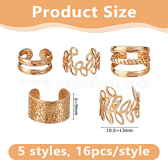 16 сумка из сплава c-образные серьги-манжеты для унисекс&nbsp;EJEW-DC0001-49G