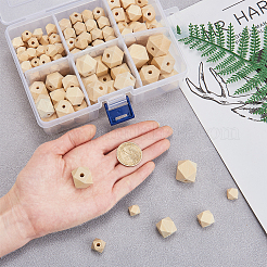 Граненые необработанные деревянные бусины&nbsp;WOOD-CJ0001-07