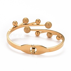 Bracelet manchette ouvert en acier inoxydable 201 branches et feuilles&nbsp;BJEW-G648-02G