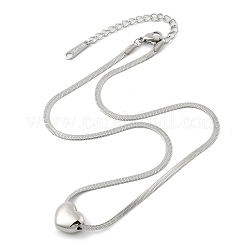 Collane a catena piatta con ciondolo a forma di cuore in acciaio inossidabile 304 per donna&nbsp;NJEW-F328-08P