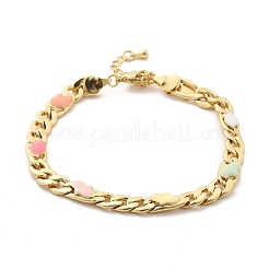 Браслеты из латунных эмалевых звеньев для женщин BJEW-B125-06G