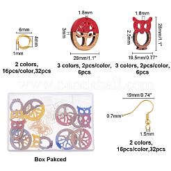 Наборы для самостоятельного изготовления деревянных сережек-подвесок из ореха DIY-OC0006-80