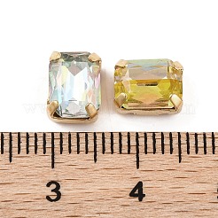 縫い付けラインストーン  ガラスクリスタルラインストーンマルチ連リンク  真鍮製爪付き台座付き  衣料品アクセサリー  多面カット  ミックスカラー  長方形  ゴールドカラー  8x6x5mm  穴：0.9mm&nbsp;EGLA-F162-05G-02