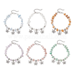 6шт браслеты из бисера с натуральными драгоценными камнями BJEW-JB11819