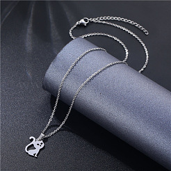 Colliers pendentifs en acier inoxydable en forme de chat&nbsp;PW-WGC1D7E-01