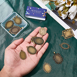 12 stücke 12 stile tibetischen stil zink-legierung anhänger cabochon einstellungen&nbsp;TIBEP-SC0003-49