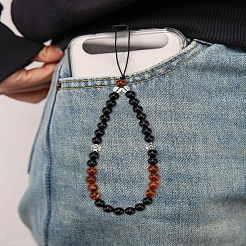 1 шт. пластиковые черные ремешки для мобильного телефона&nbsp;HJEW-LP0002-23