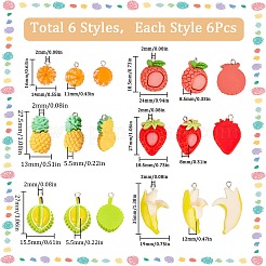 36 шт. 6 подвески из непрозрачной смолы в виде фруктов RESI-SC0003-36