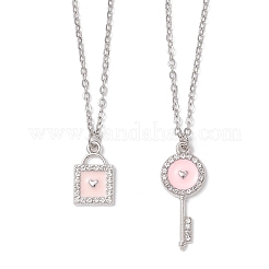 Комплекты ожерелий с подвеской из сплава и эмалированным замком-ключом из нержавеющей стали 304 NJEW-JN05497