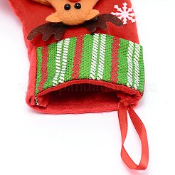 クリスマスの靴下をぶら下げ布  トナカイ＆ワードメリークリスマス  キャンディーギフトバッグ  クリスマスツリーの装飾用  レッド  164x125x22mm&nbsp;HJEW-SZC0004-31